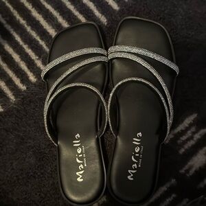 Black Rhinestone Sandals